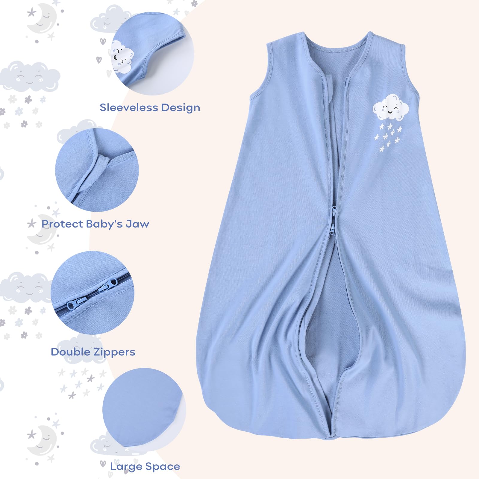 Yoofoss sleep sack provides leg room for movement while keeping baby warm.