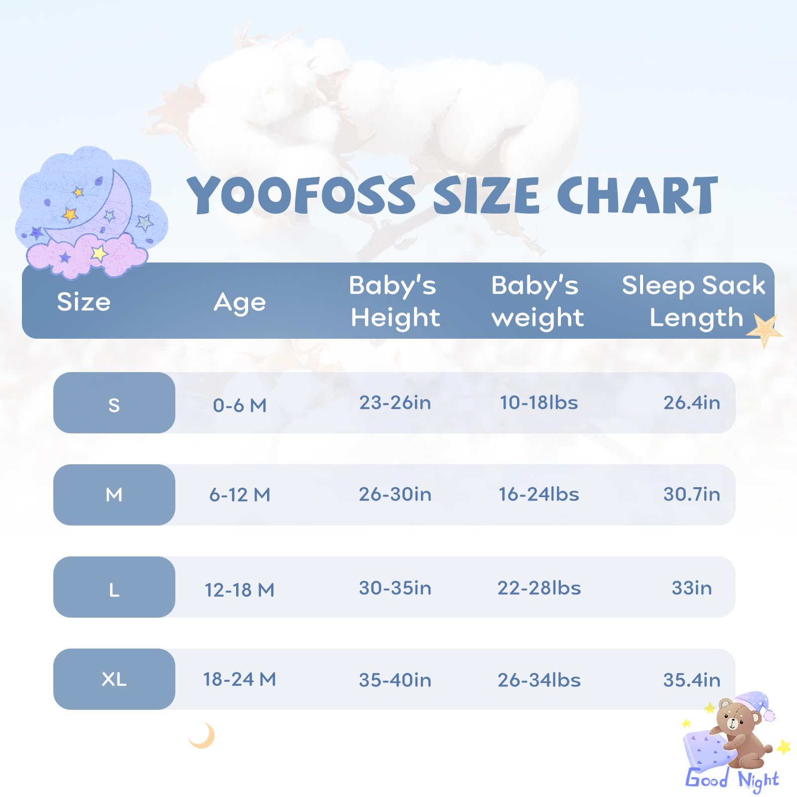 Yoofoss sleep sack showcasing roomy leg space for motion