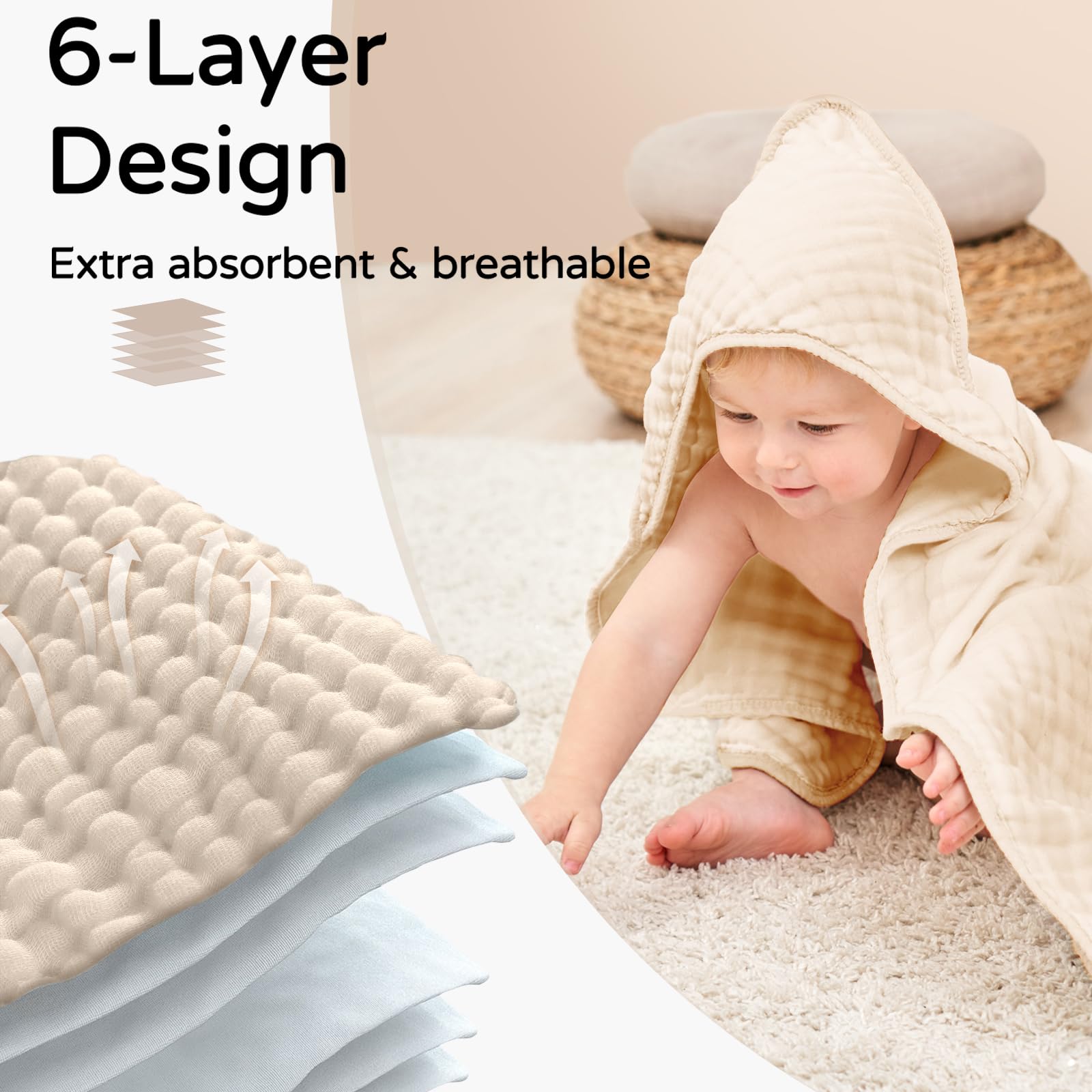 Yoofoss baby towel dry after bath; ideal for pool or bath time.