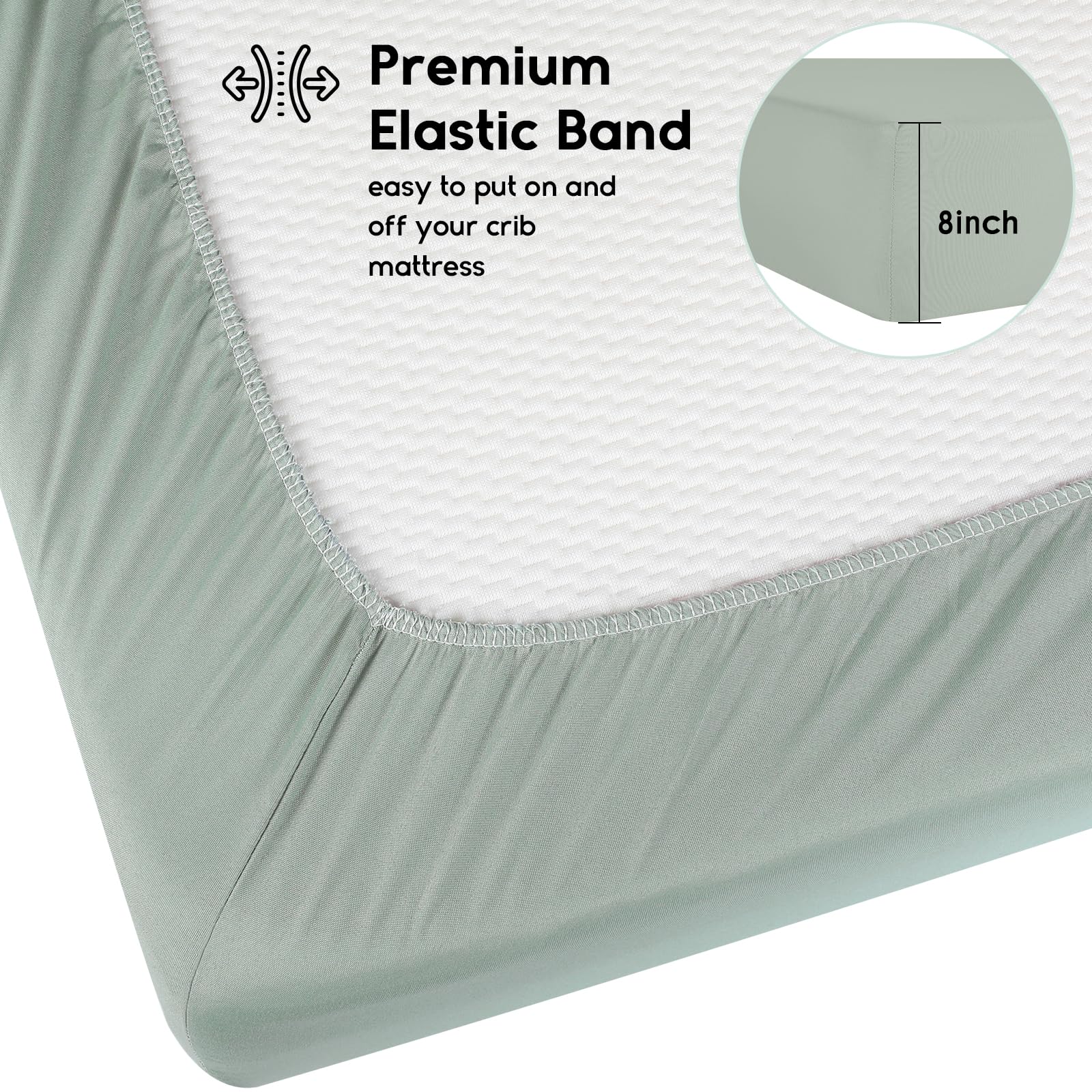 Yoofoss 8-inch deep pocket crib sheet provides secure fit