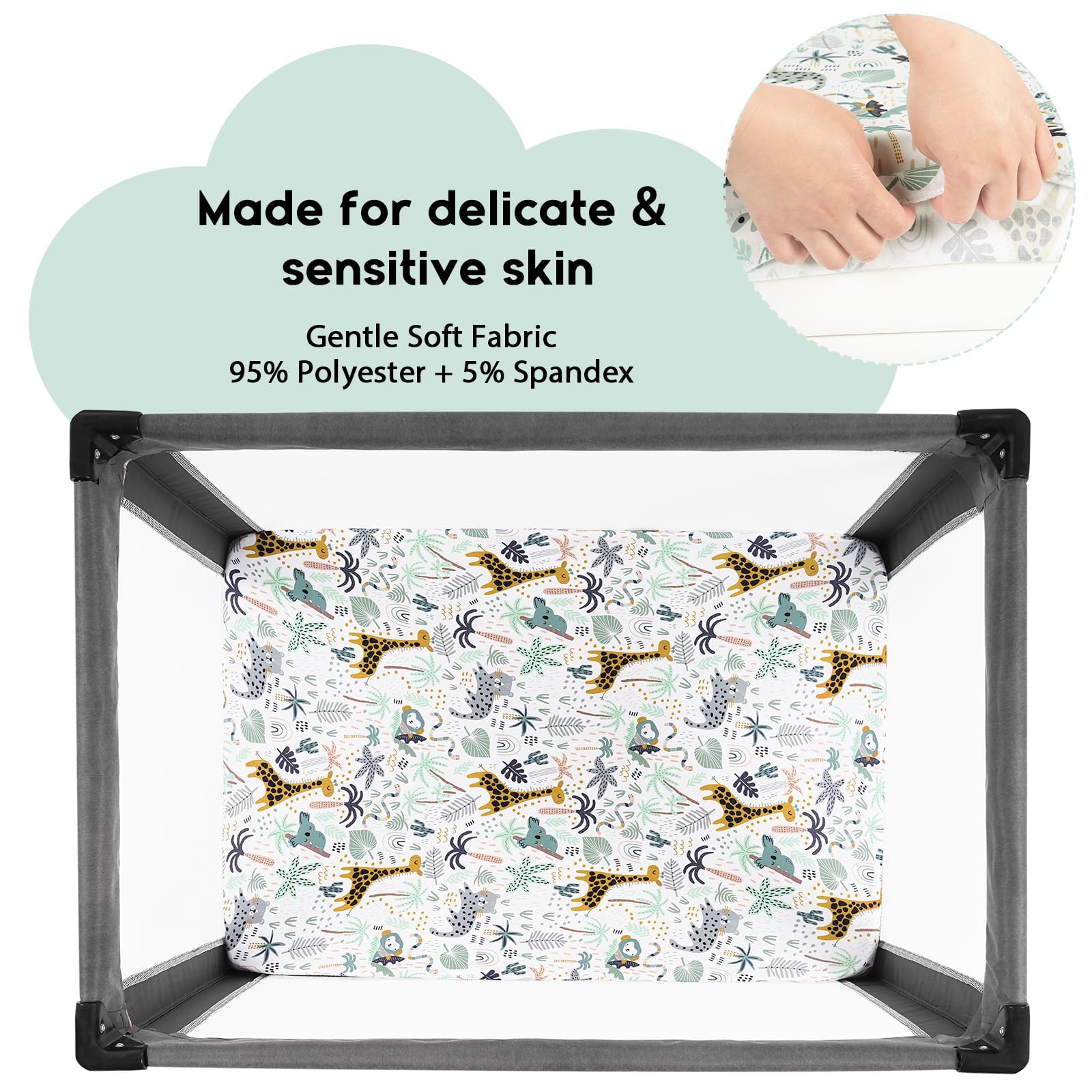 Yoofoss mini crib sheet 38x26 inch fits playpens securely.