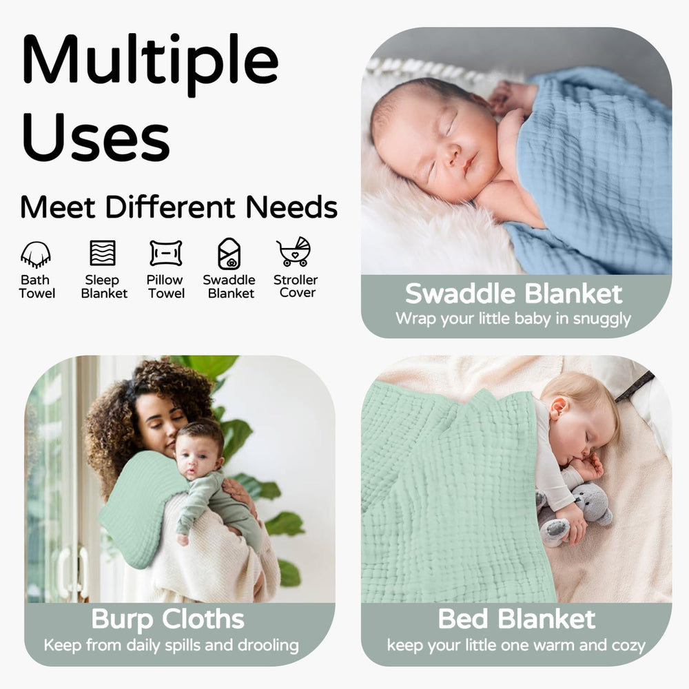 Yoofoss muslin cotton towel close-up highlighting six-layer thickness and durability.