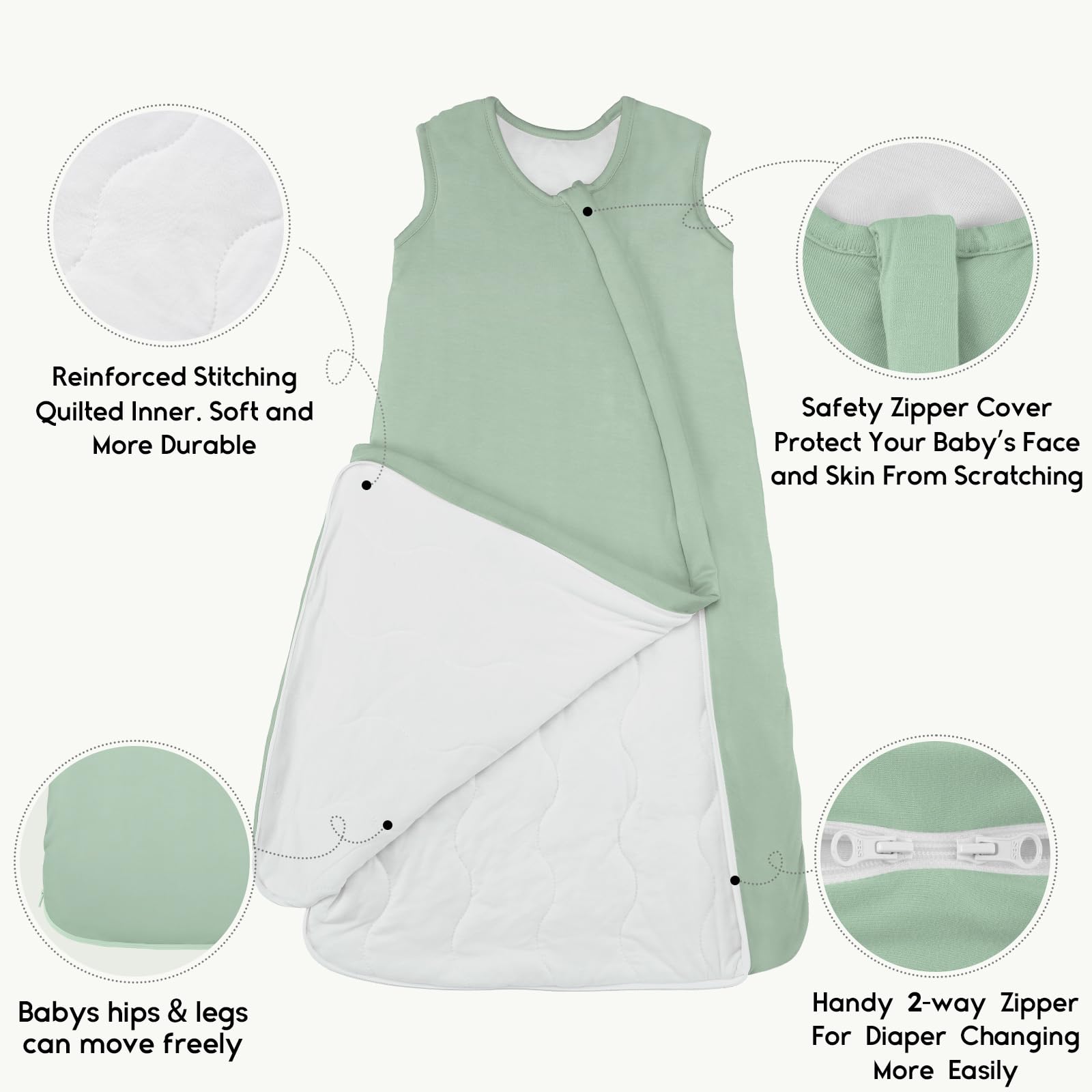 Yoofoss sleep sack 1.0 tog warmth ideal for year-round sleep