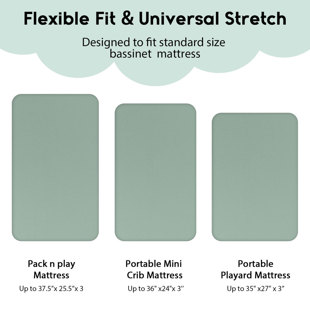 Yoofoss two-pack pack n play sheets with full elastic edge.