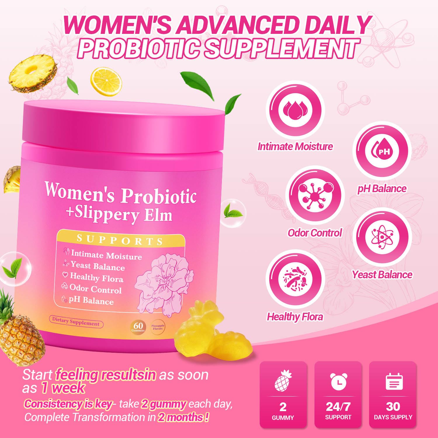 Two gummies per day in routine illustration for simple daily use.