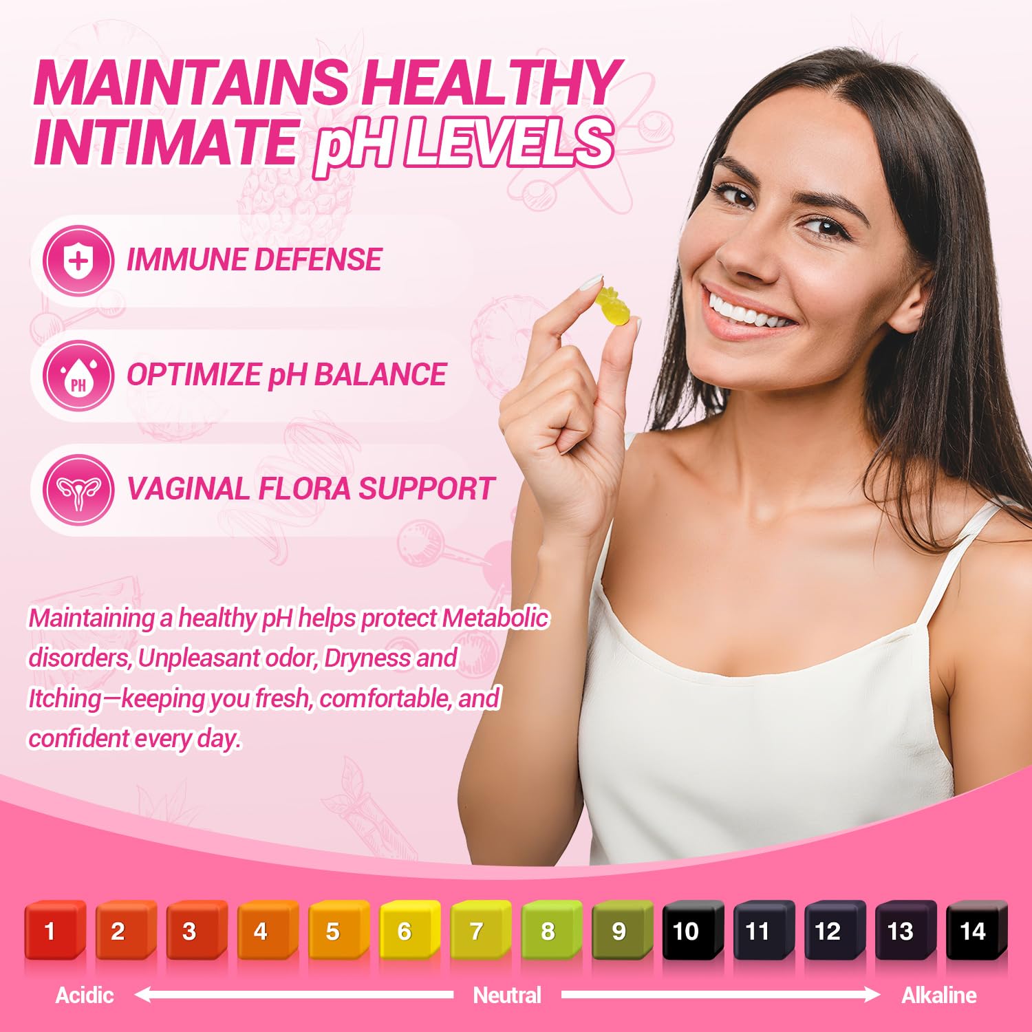 Gummies with XOS shown for flora and overall wellness.