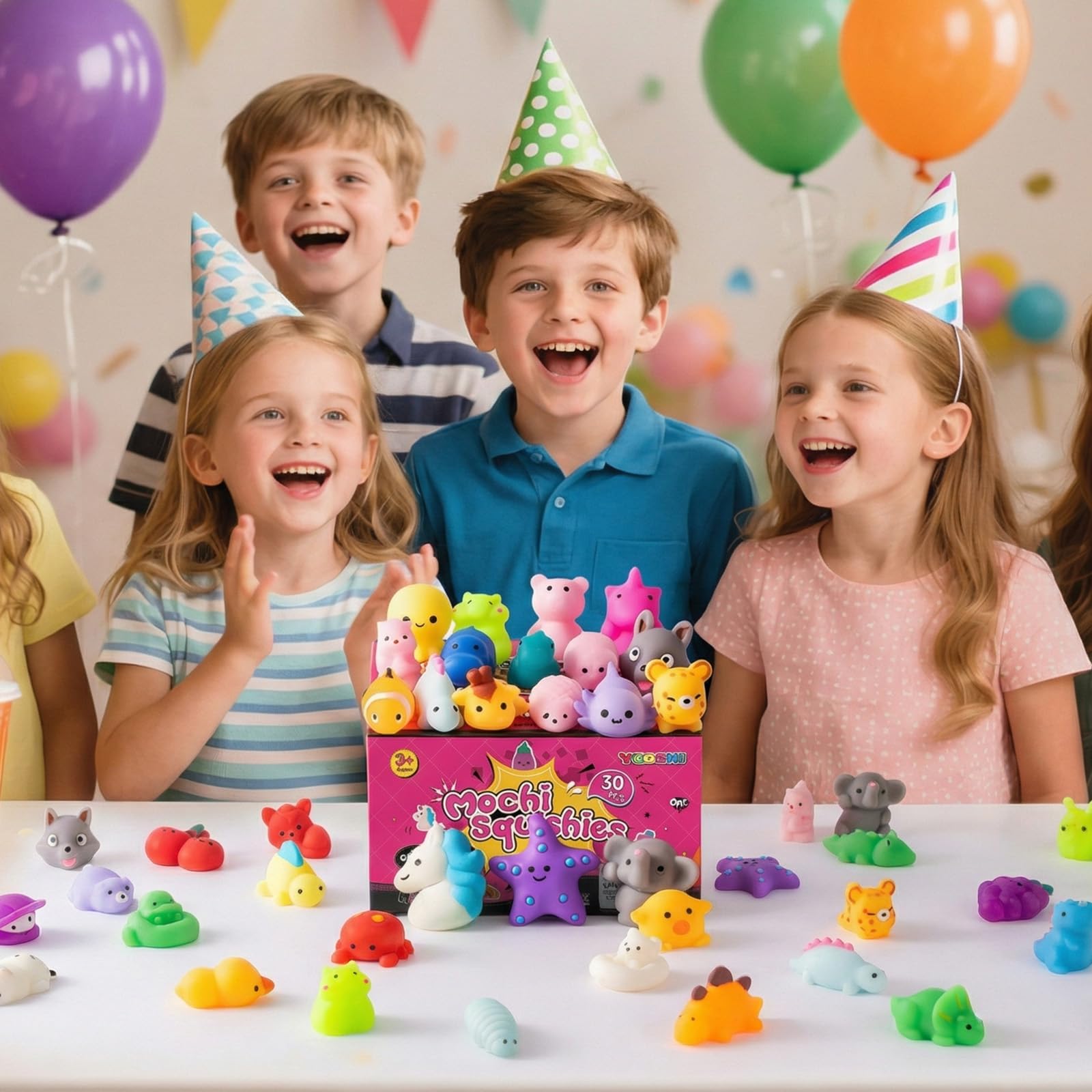 Yooshi stress-relief squishies in a random 30-pack for independent squeezing