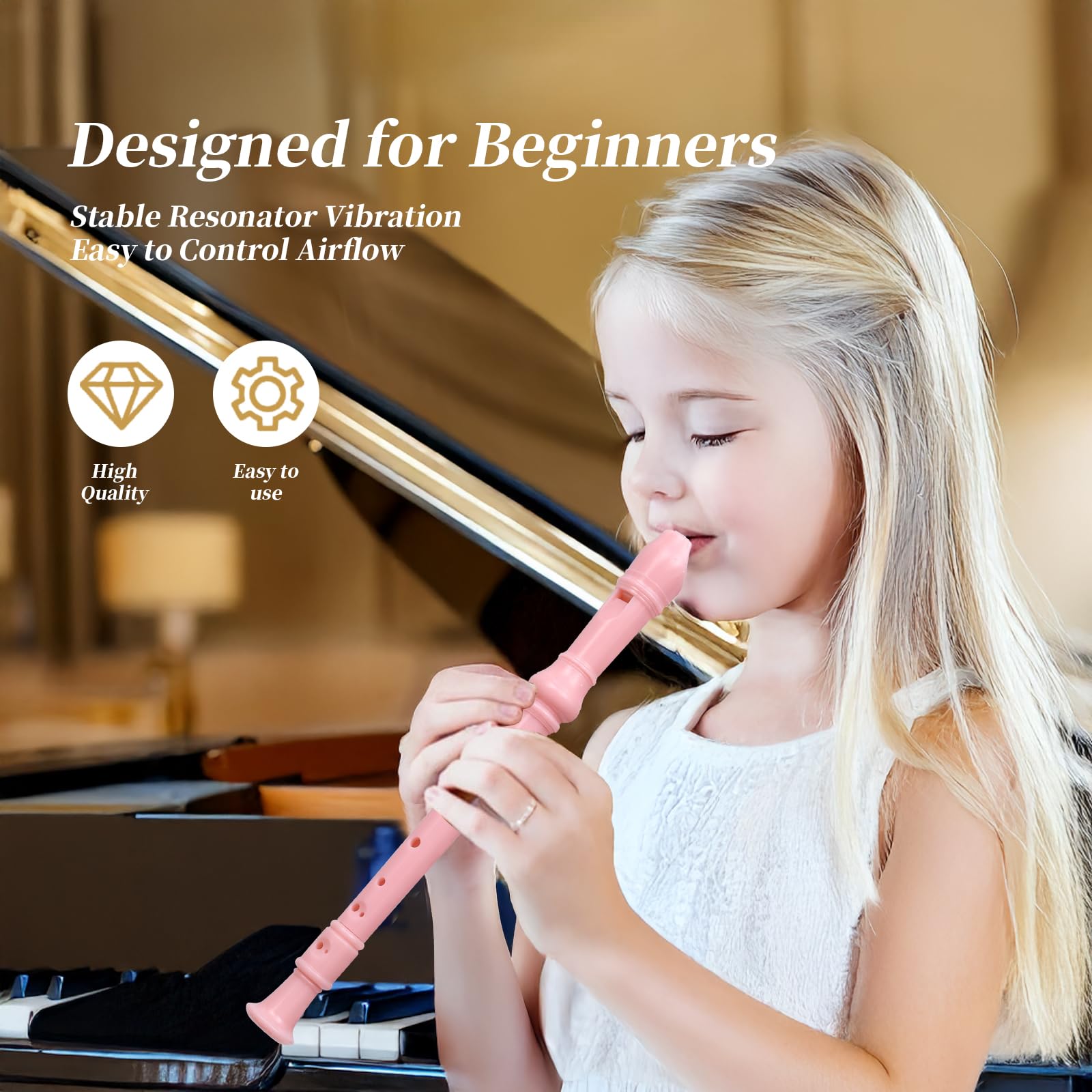 Yop-yes German fingering on pink recorder ideal for beginners