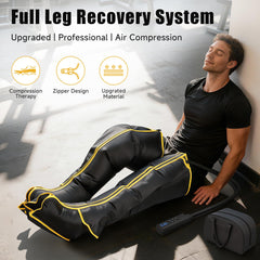 Yopast air compression leg massager inflating to target circulation.