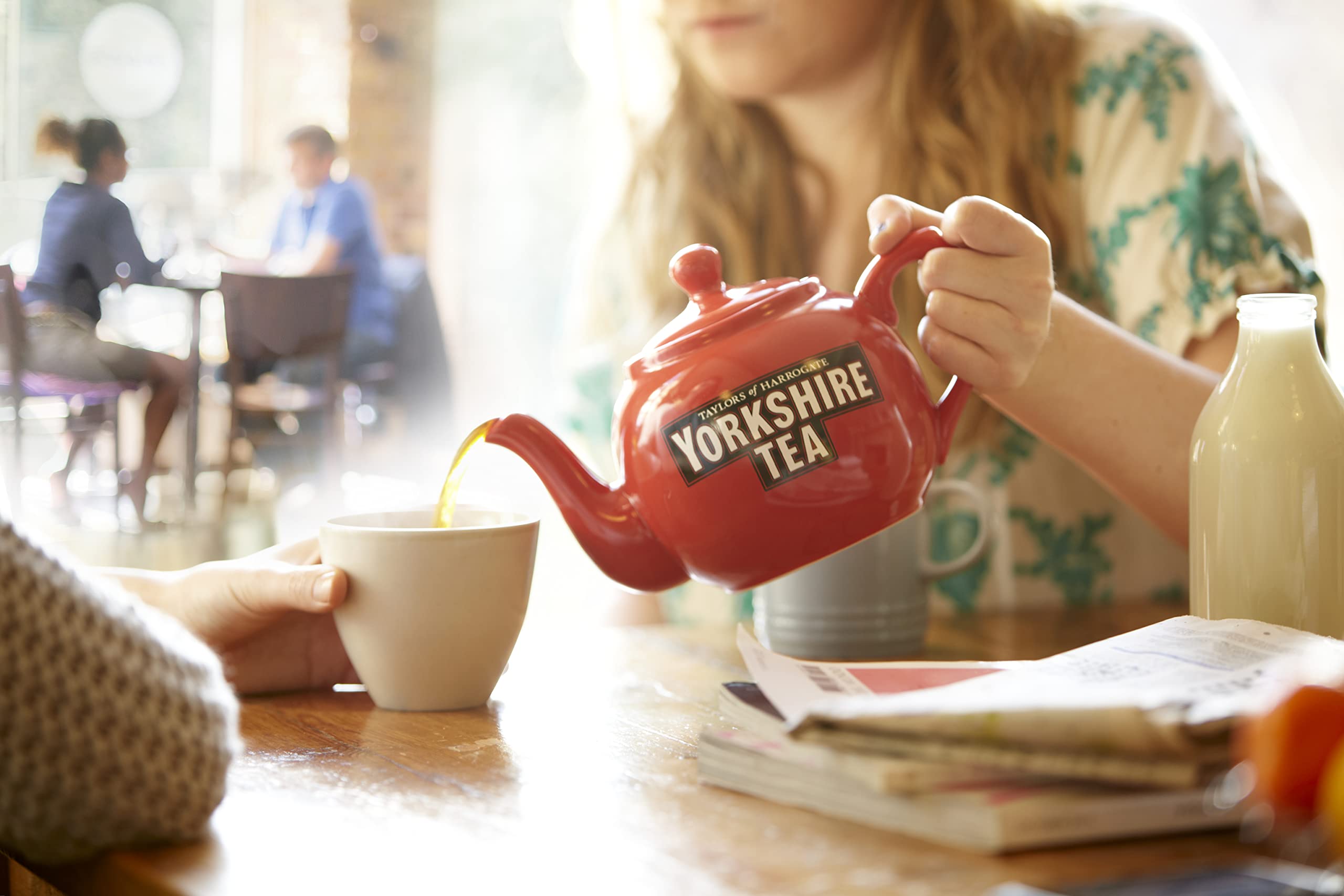 Yorkshire Tea Gold brew yields a rich, golden liquor with depth.