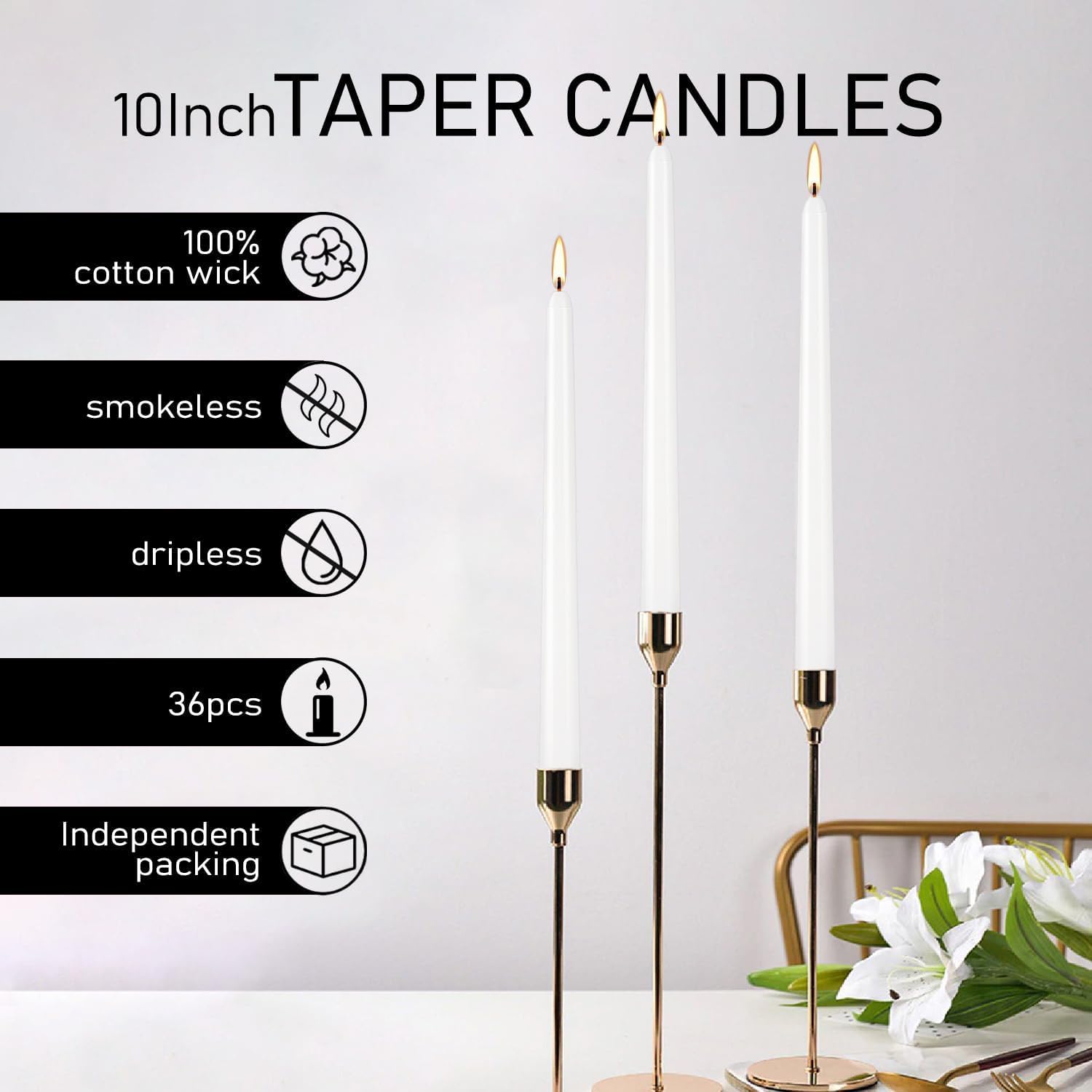 YOROXRG indoor/outdoor taper candles suit various events.
