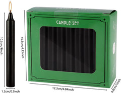 YOROXRG no-drip black taper candle on a candlestick
