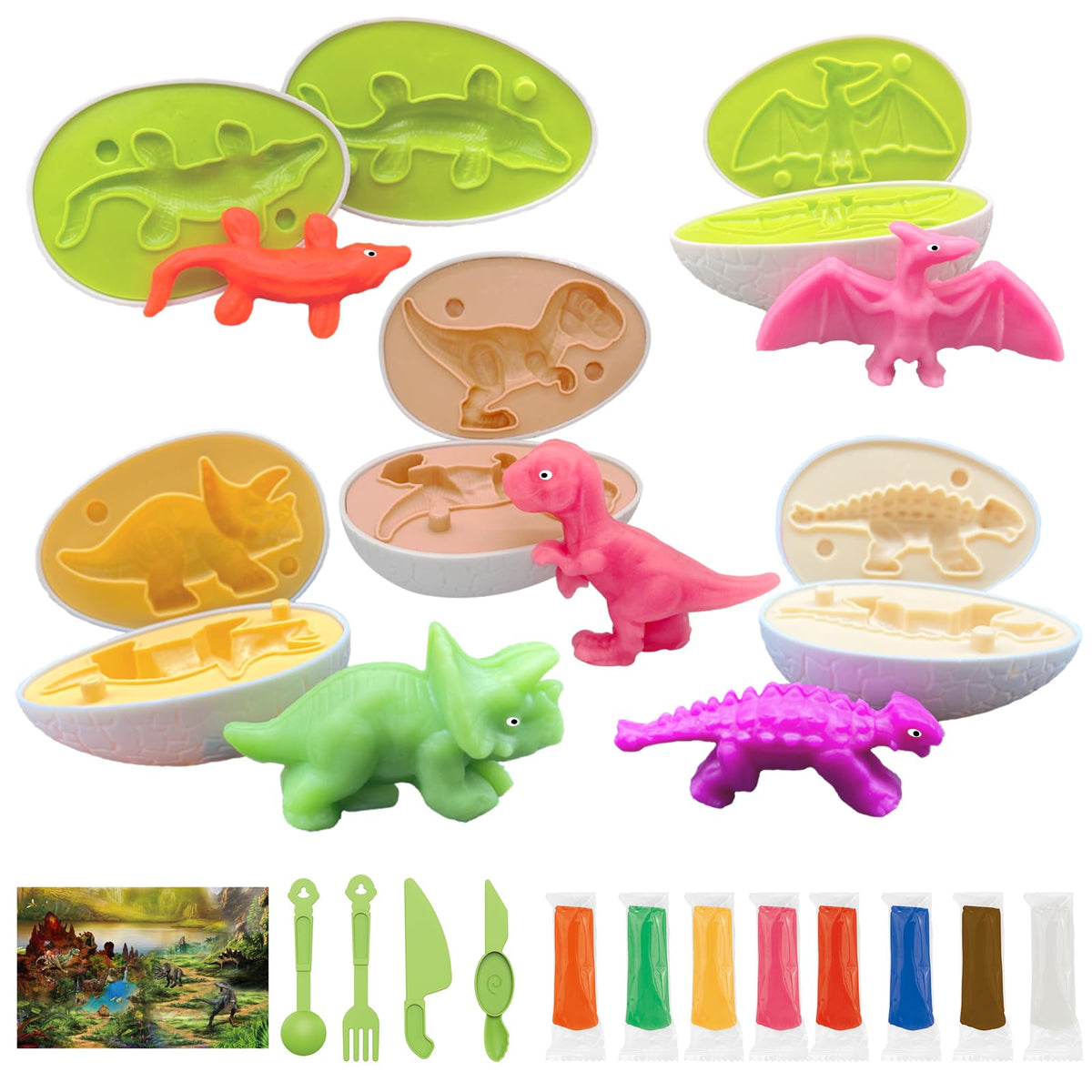 Yositochuan Playdough Dinosaur Eggs Set with dinosaur egg molds sparks imaginative play