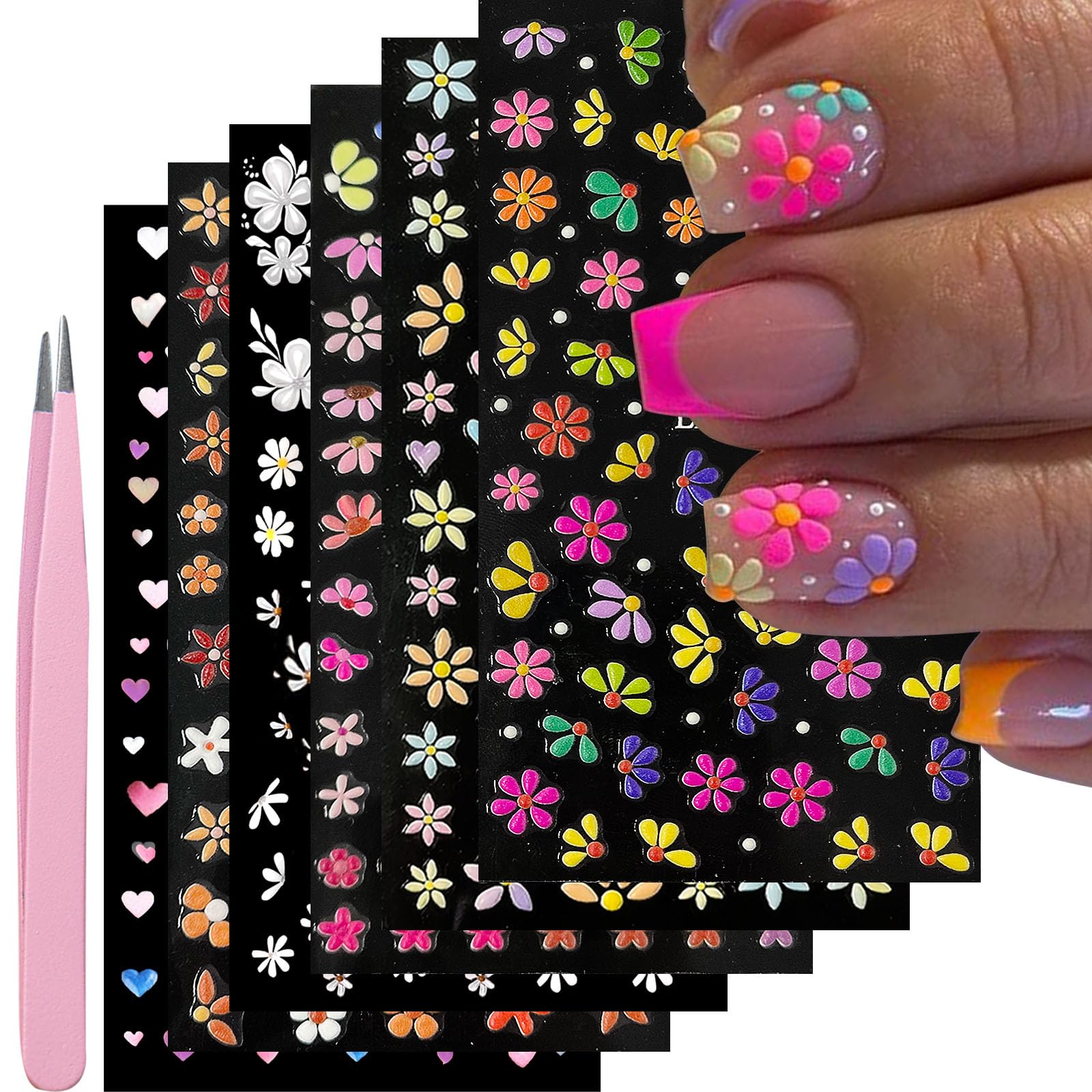 YOSOMMK flower nail stickers for at-home manicures with salon-quality finish.