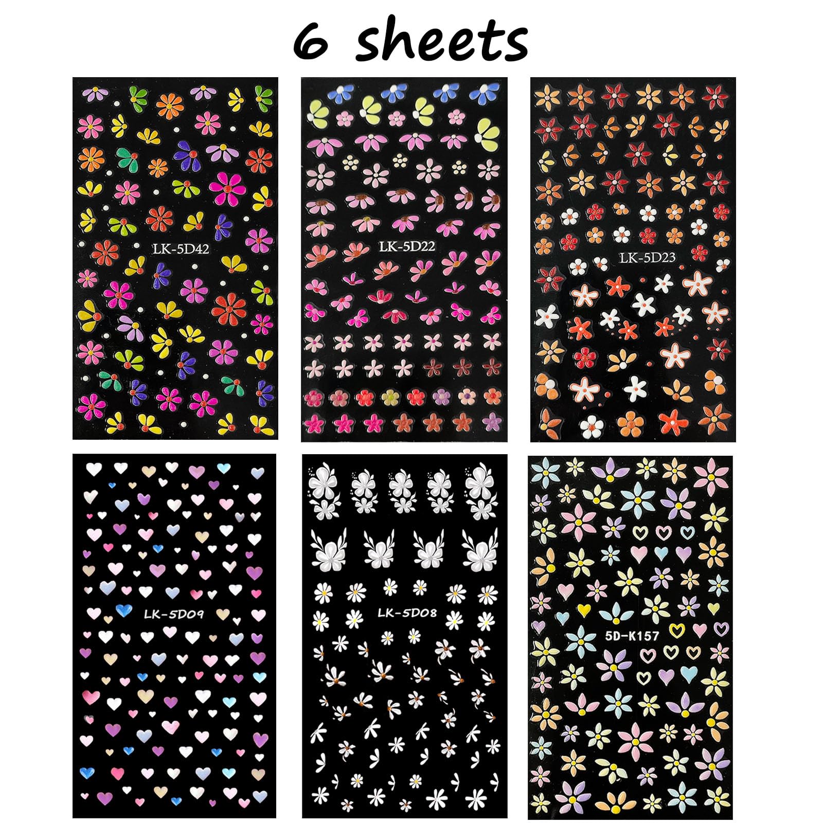 YOSOMMK assorted floral patterns for versatile nail art looks.