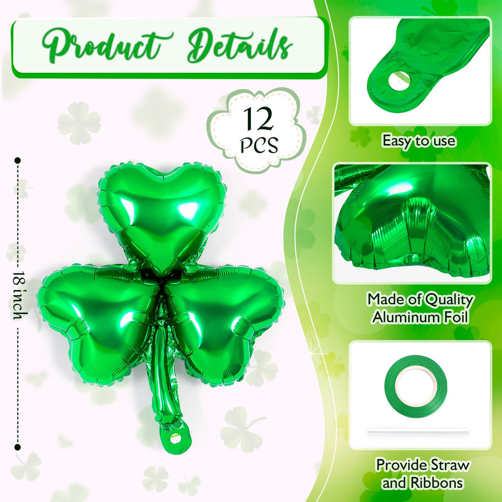 YOTHORN green shamrock balloon foil 18 inch enhances venue with Irish charm.