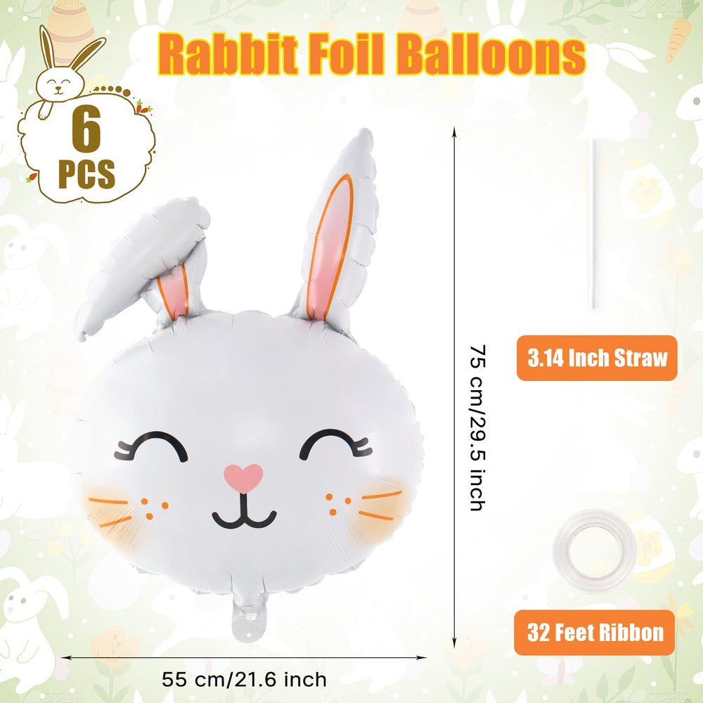 YOTHORN rabbit head foil balloon close-up enhances playful Easter decor.