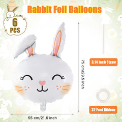 YOTHORN rabbit head foil balloon close-up enhances playful Easter decor.