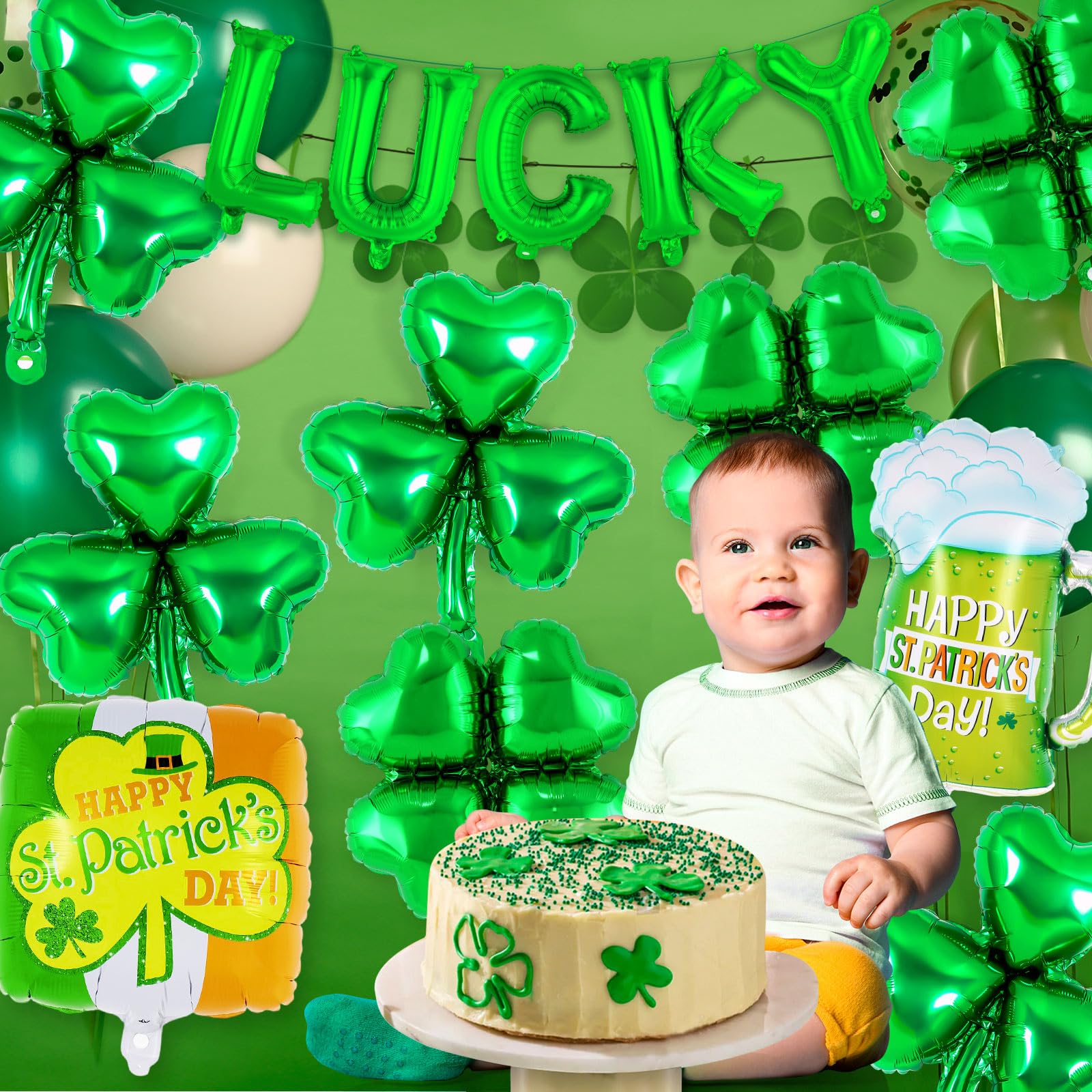YOTHORN green ribbon pair complements St Patrick's Day balloons