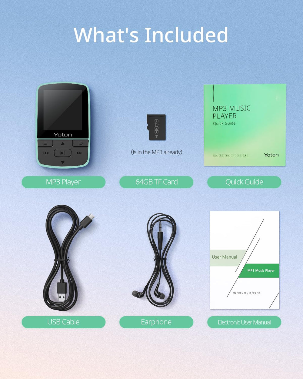 YOTON MP3 player with 64gb storage for thousands of tracks