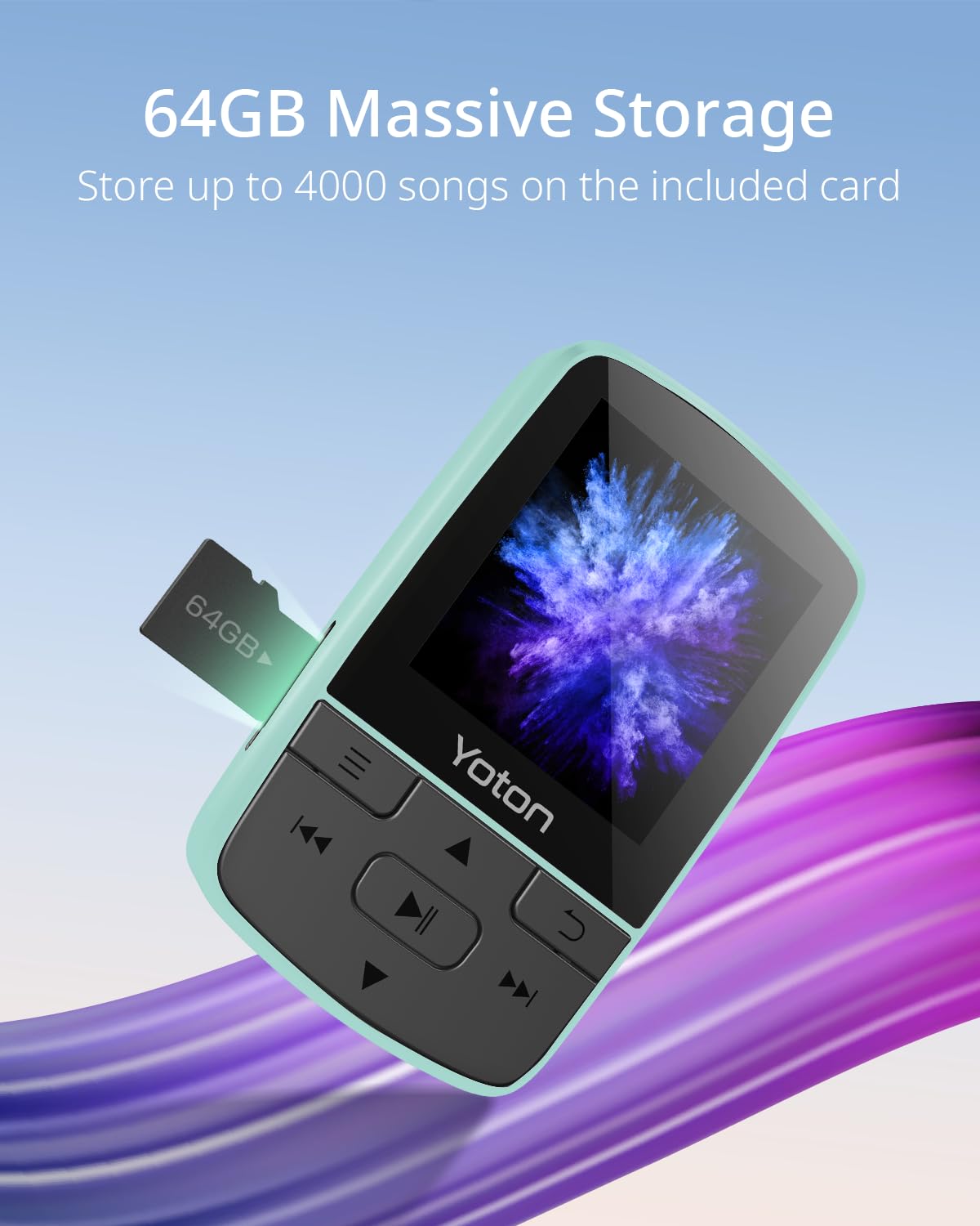 YOTON MP3 player with sport-clip for hands-free listening during workouts