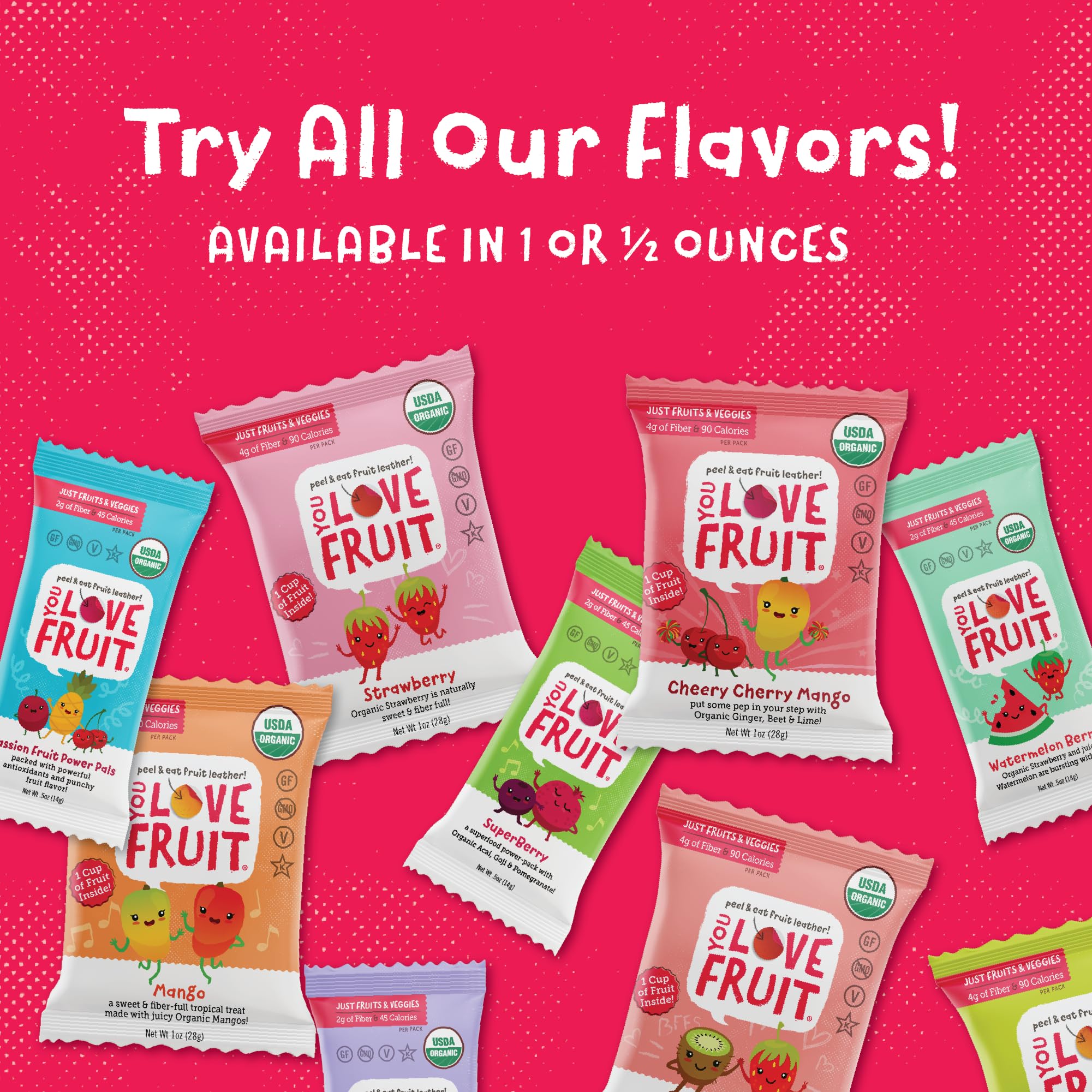 You Love Fruit gluten-free vegan snacks image conveys allergy-friendly plant-based fruit treats.