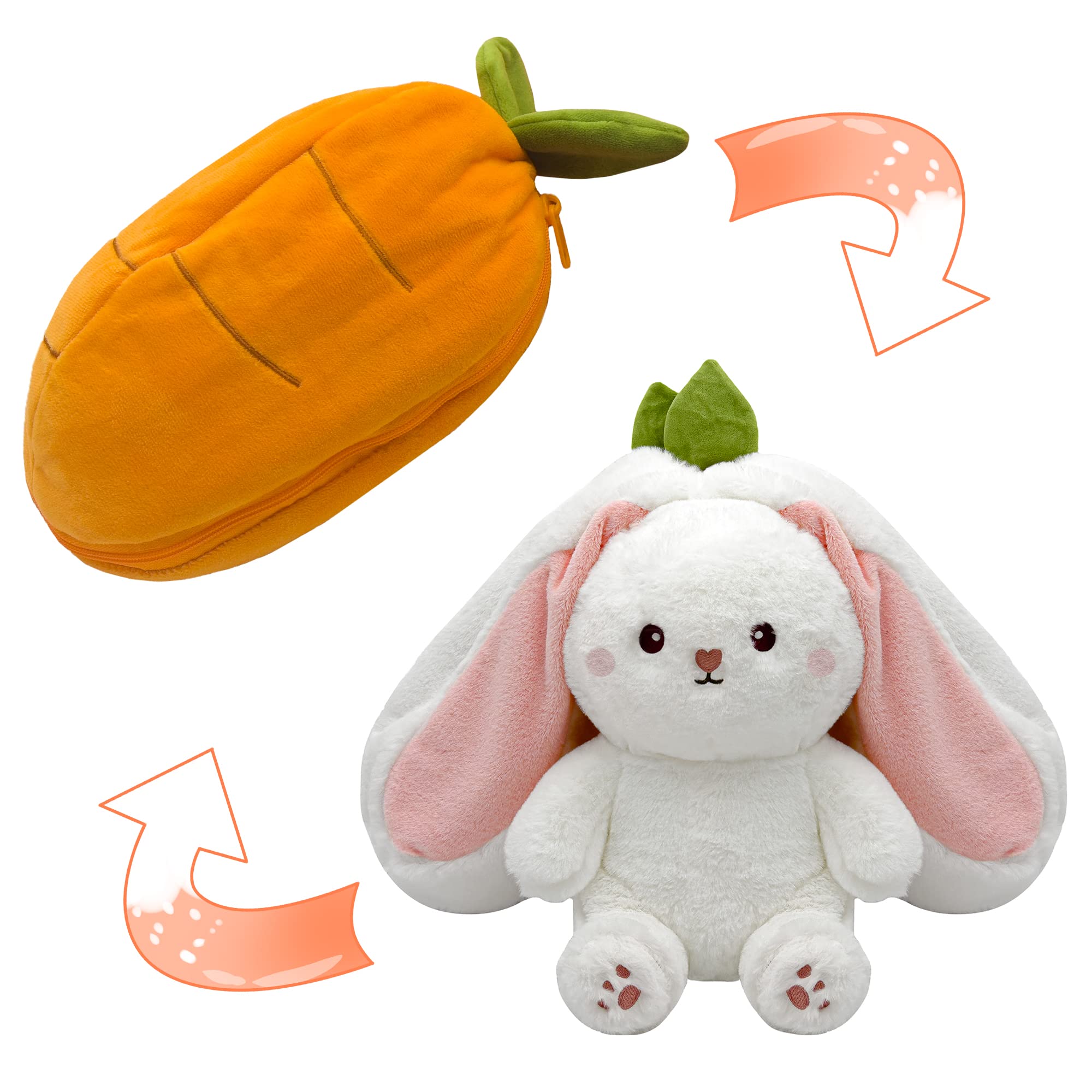 YOUBLEK Bunny plush side view shows the reversible pillow for cozy comfort.