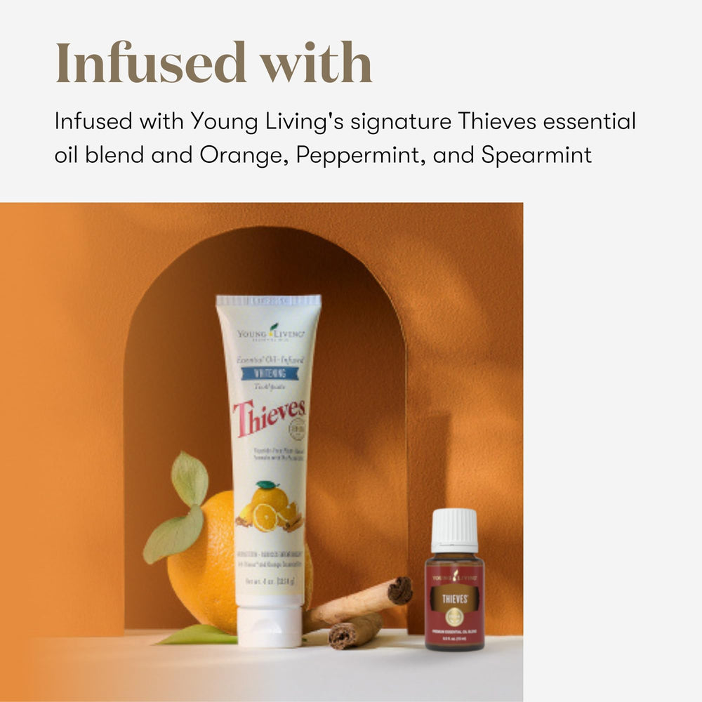 Certified Thieves blend ingredients in Young Living toothpaste support natural care.