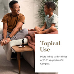 Young Living Thieves topical-use oil, diluted with carrier oil for personal care routines.