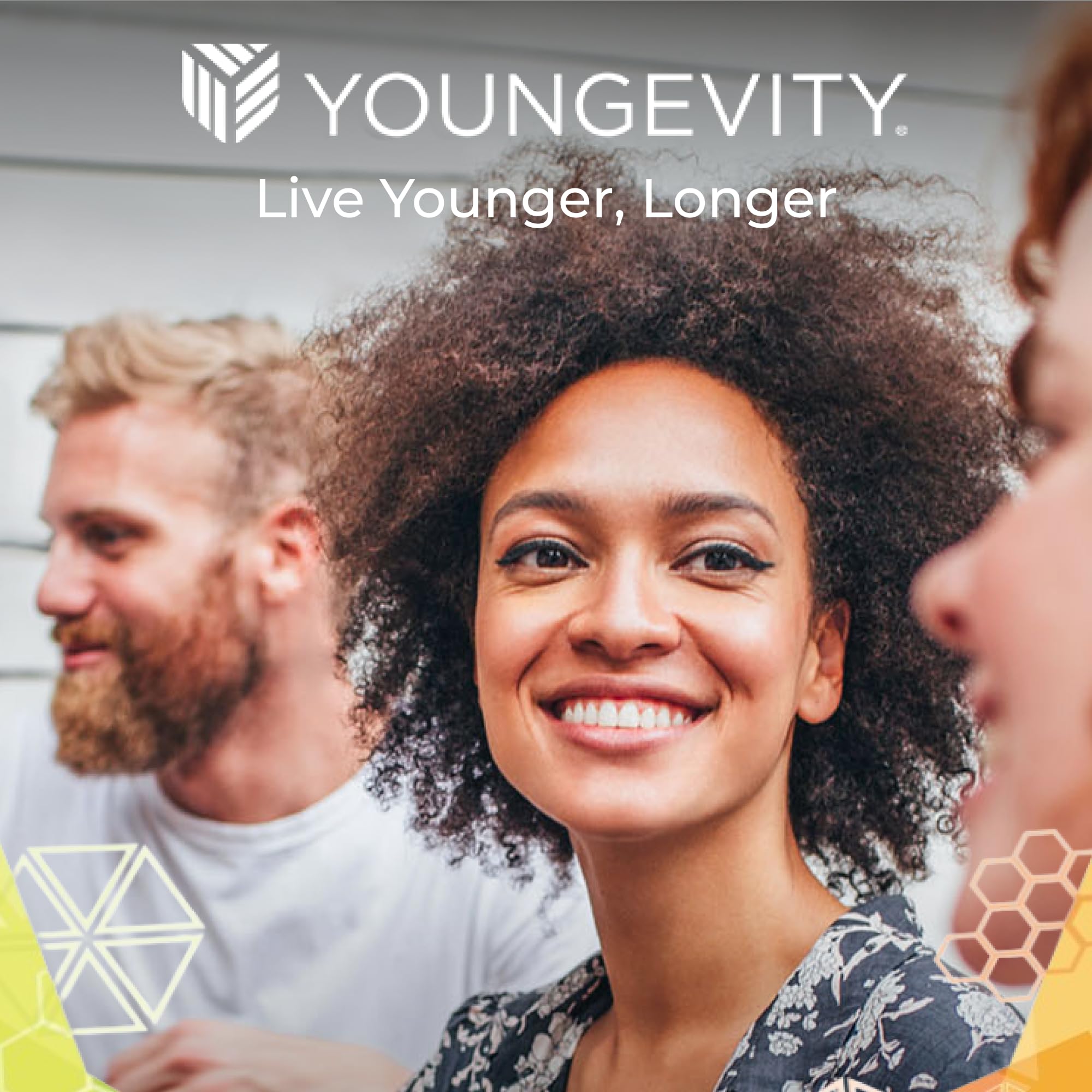 Gluten-free and non-GMO badges on Youngevity packaging