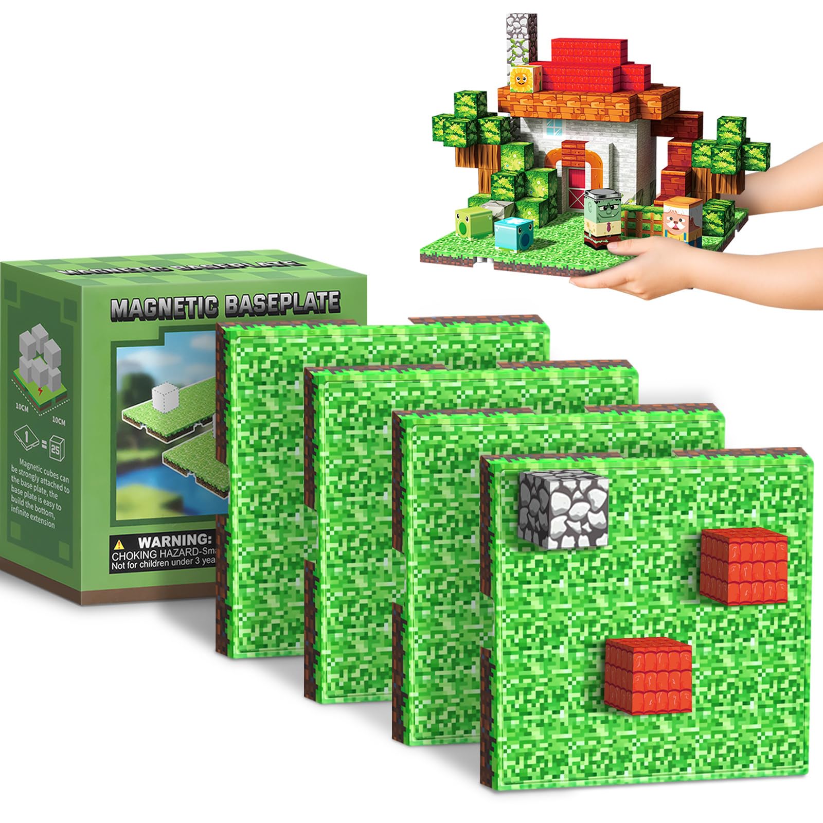 Youngyes magnetic baseplate for grassland play supports open-ended building and exploration