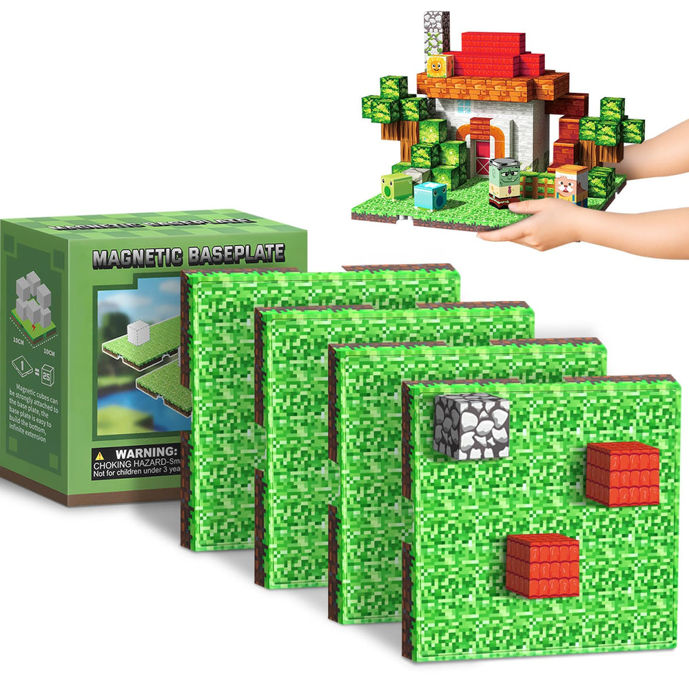 Youngyes magnetic baseplate for grassland play supports open-ended building and exploration