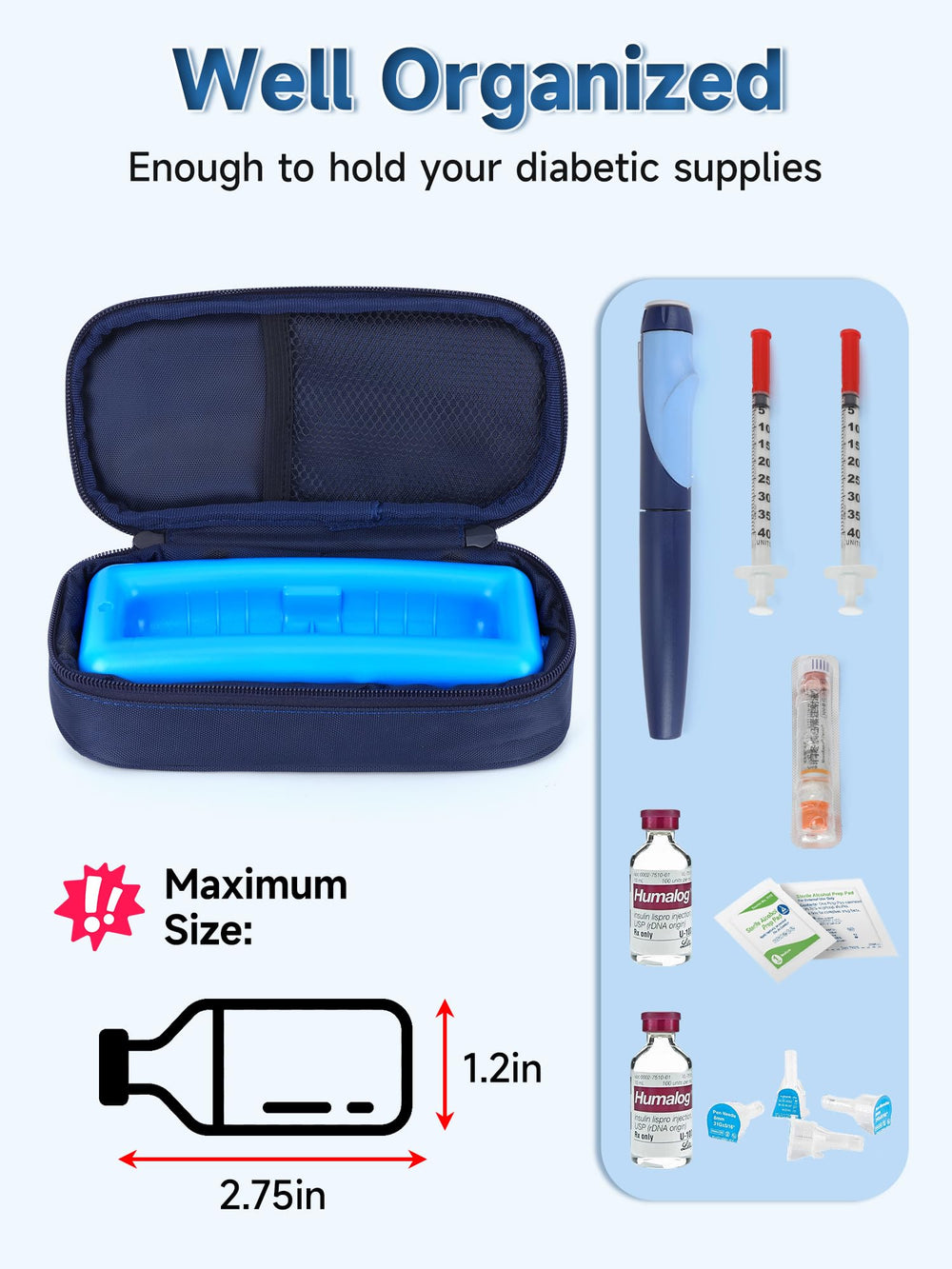 YOUSHARES cooler mesh pockets hold syringes and essentials securely.