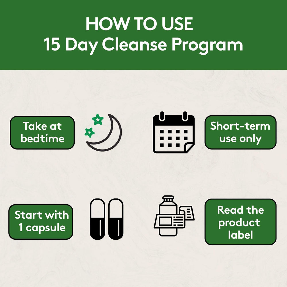 Youth & Tonic 15 Day Cleanse packaging on display for a 15-day program.