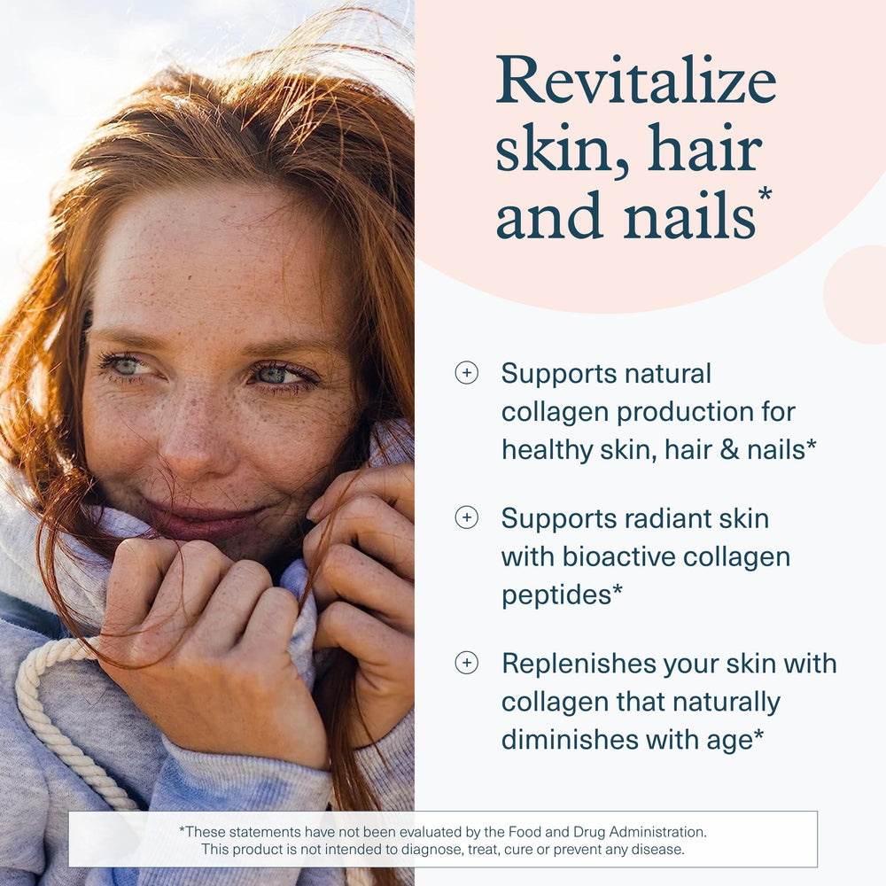 Label closeup of Youtheory Advanced Collagen showing vitamin C and ingredients.