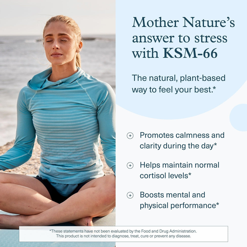 Youtheory Ashwagandha ingredients label highlights organic components for a clean supplement.