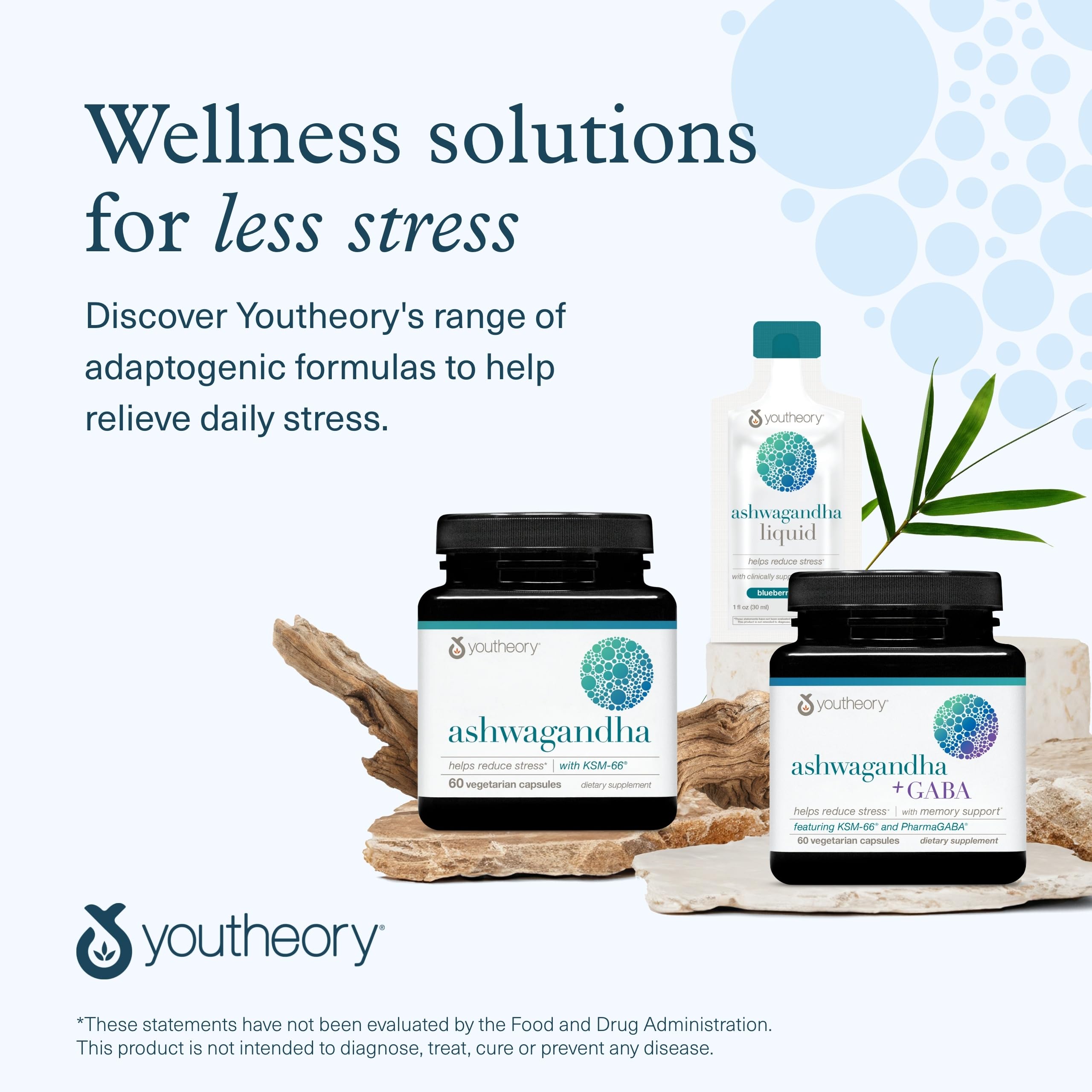 Youtheory packaging emphasizes organic ingredients and clear labeling for trust.