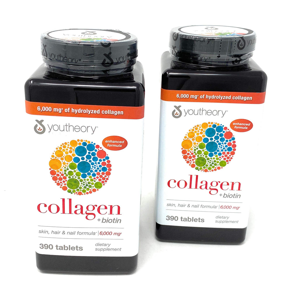 Close-up of Youtheory Collagen Advanced Formula tablets for daily hair and nails support