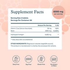 Youtheory Collagen Biotin tablets closeup; easy daily dose for hair, nails, skin.