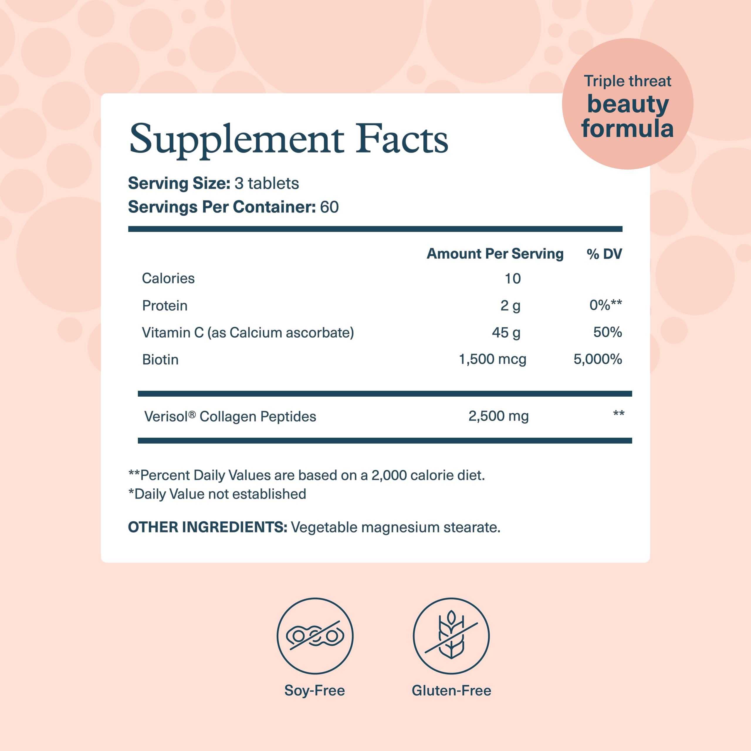 Close-up of Verisol collagen peptides highlighting premium formula for hair and nails.