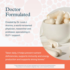 Youtheory High Potency Multi GLP-1 Support vitamins table emphasizes immune and energy support.