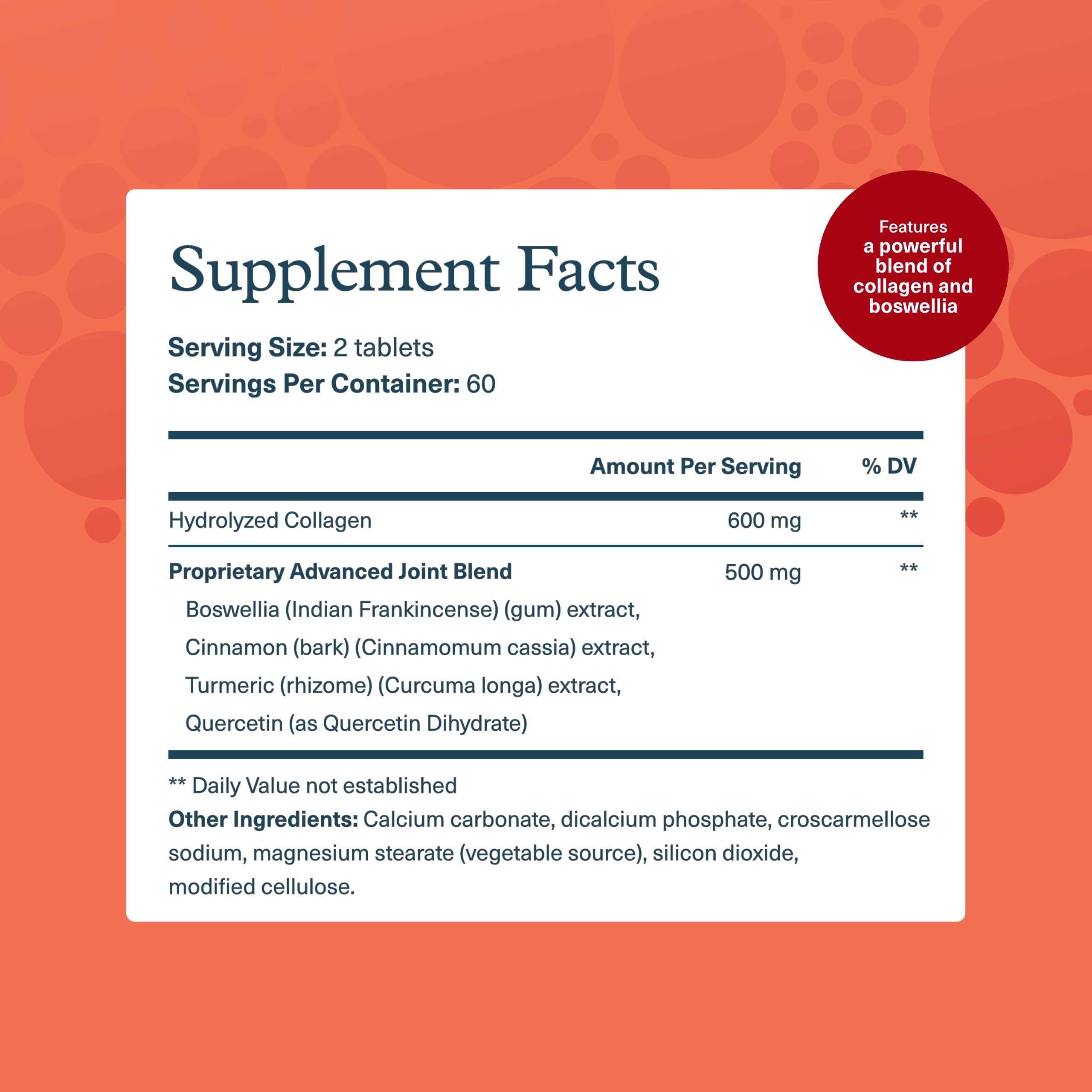 Youtheory Joint Collagen Advanced bottle back showing ingredients and bovine source