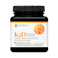 Youtheory K2D3 bottle label highlights bone support