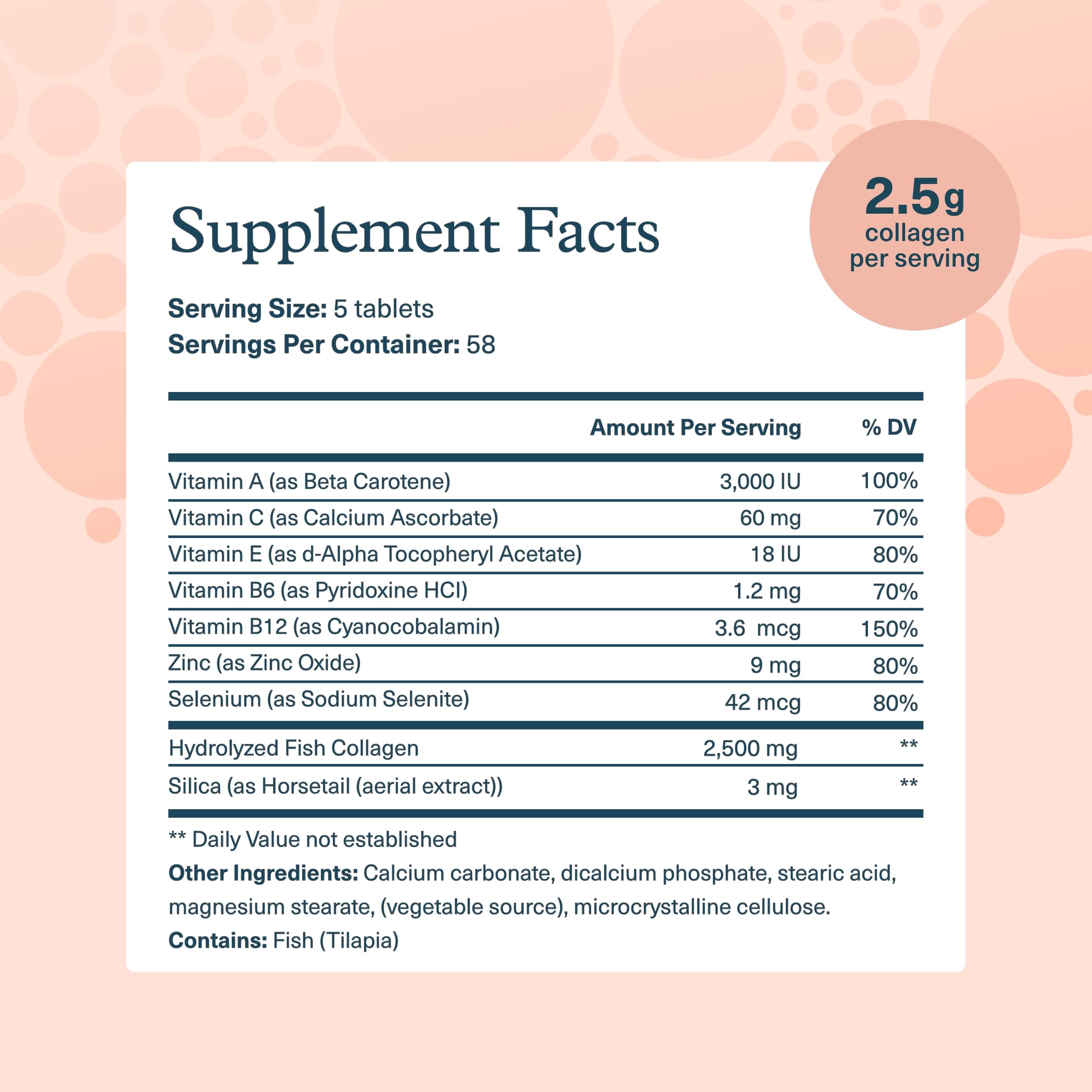 Close-up of Youtheory Marine Collagen tablets illustrating easy daily intake.