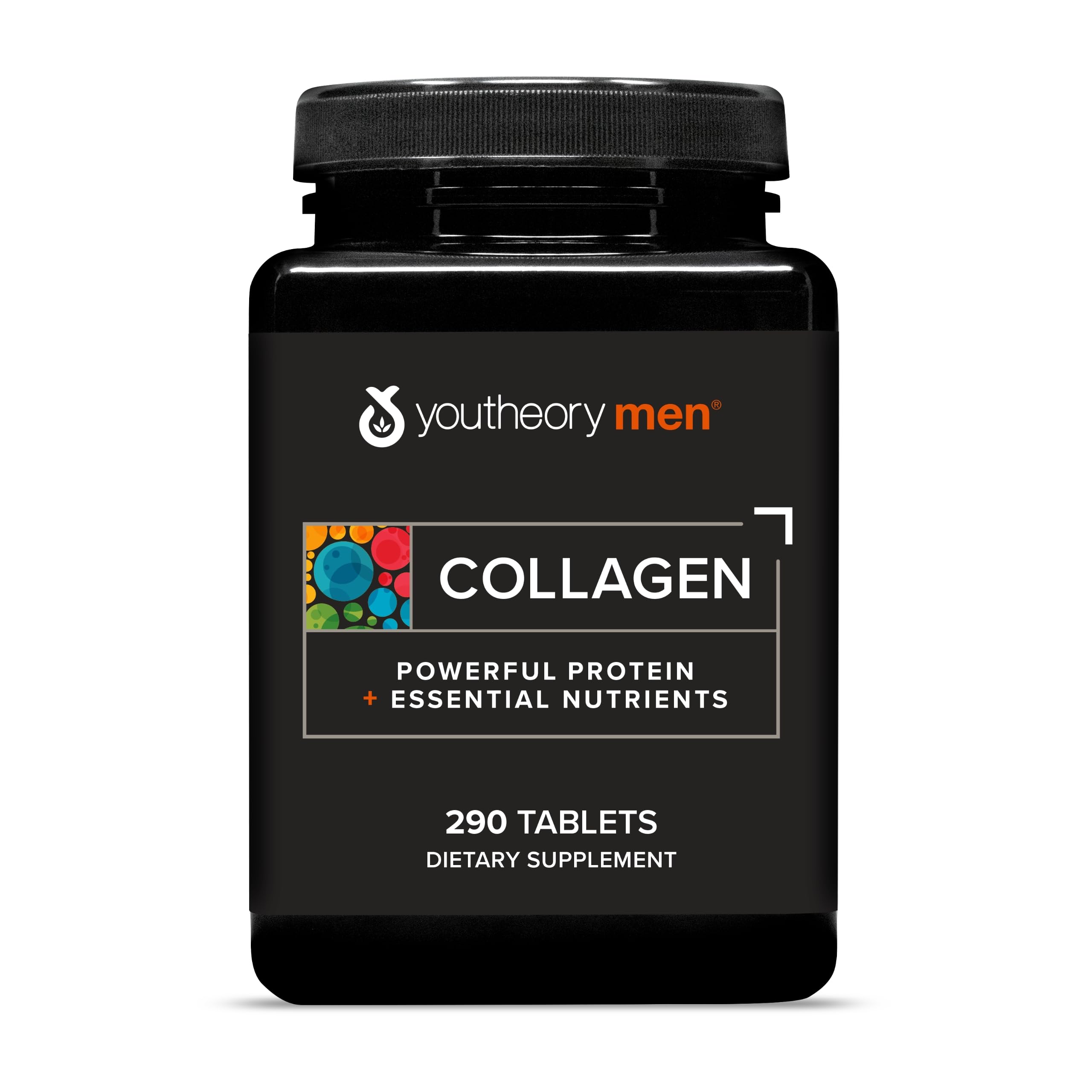 Youtheory Men's Collagen 5000mg bottle front promoting joint support
