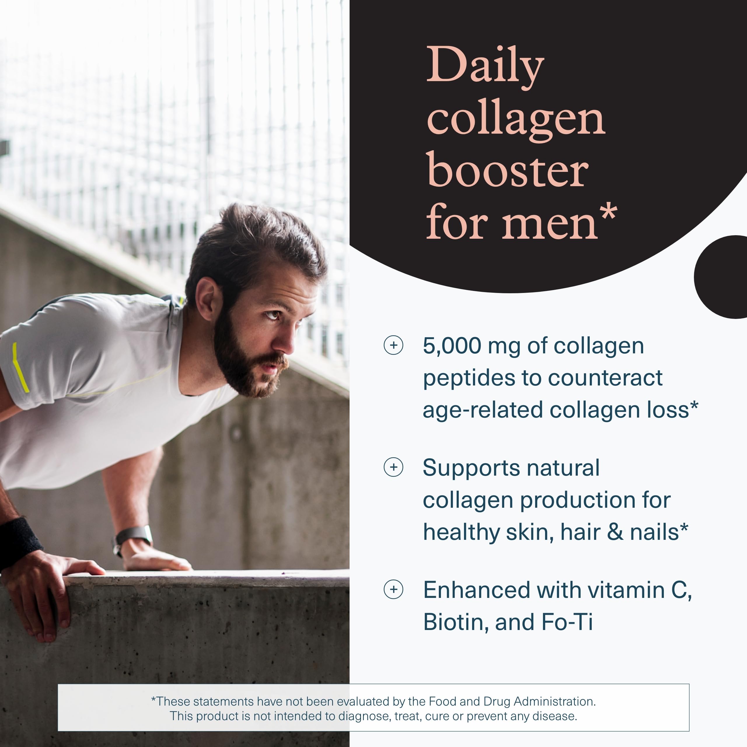 Youtheory Men's Collagen amino acids illustration emphasizes nourishing building blocks