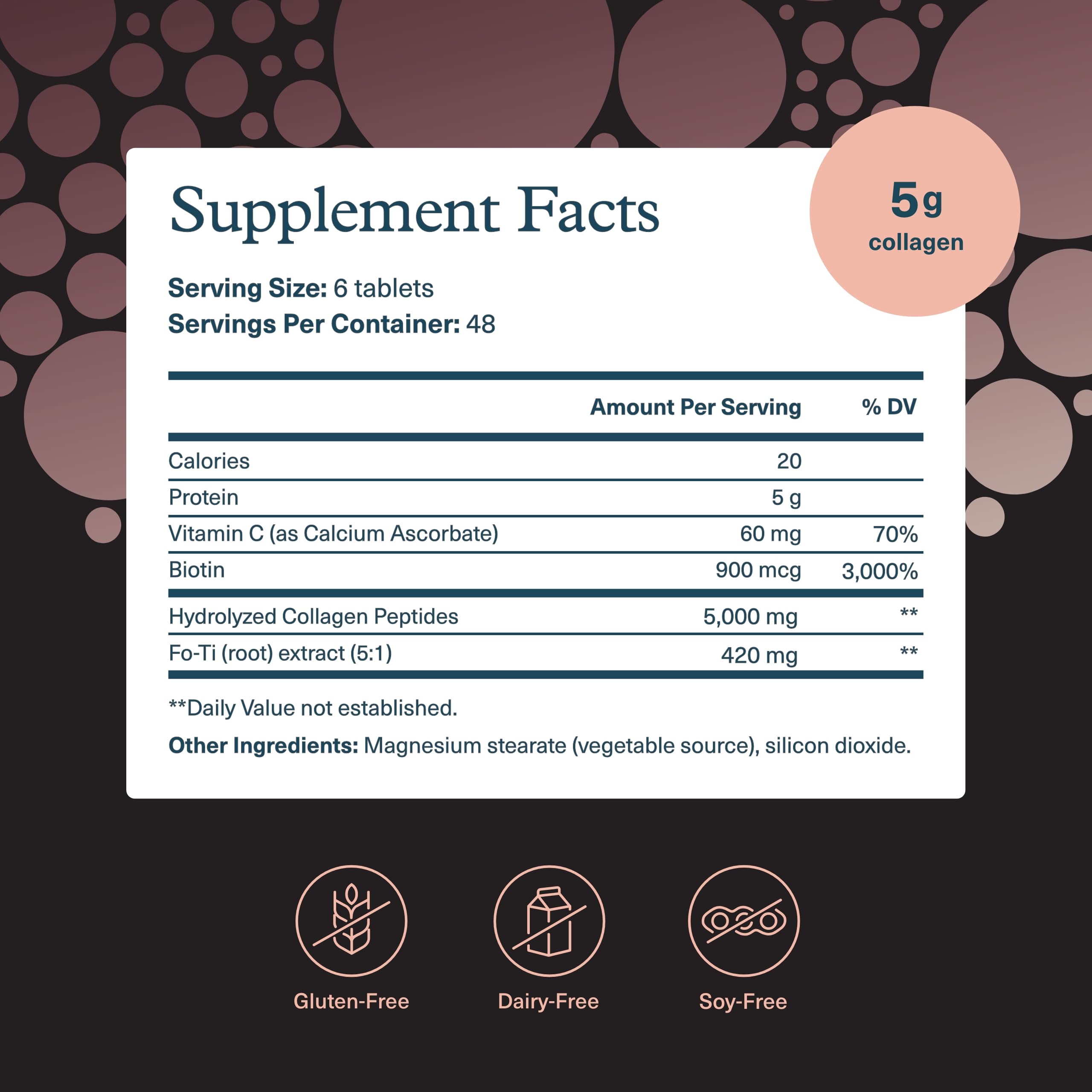 Youtheory Men's Collagen tablets close-up highlighting high potency for skin, hair and nails