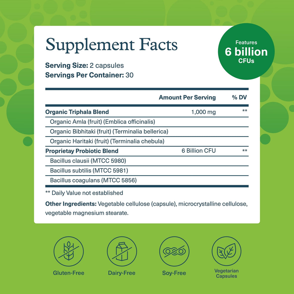 Capsules ready to take for daily digestive wellness with spore technology.