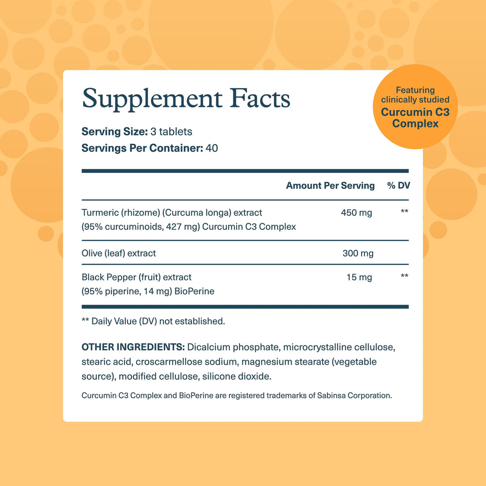Close-up of Youtheory Turmeric curcuminoids at 95% potency for daily use.