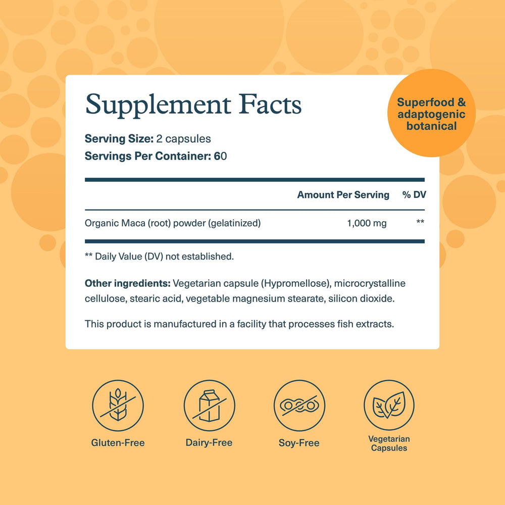 Youtheory Women's Maca Root capsules closeup for daily vitality